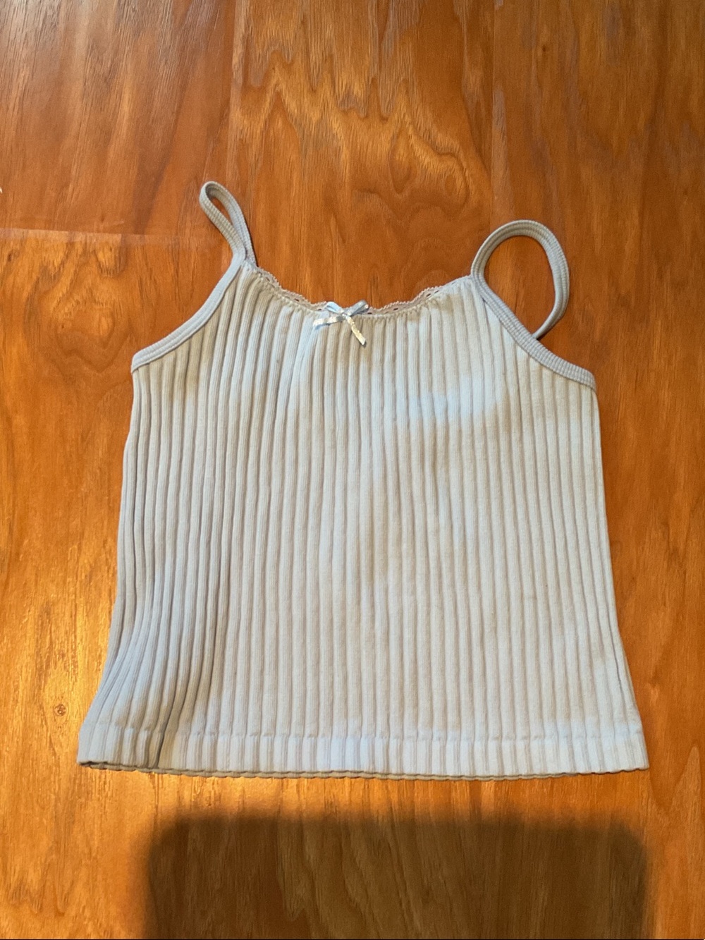 art class Light Blue Ribbed Spaghetti Strap Camisole with Lace Trim
